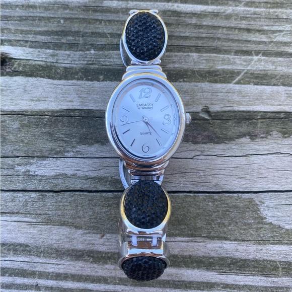 Embassy by Gruen black sparkle stretch watch Japan movement fully functioning - Picture 5 of 7